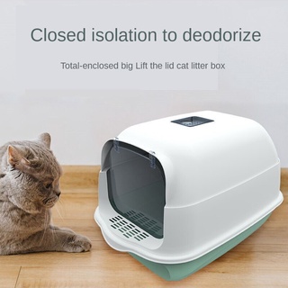Caja de arena para gatos grande totalmente cerrada cubierta completa antisalpicaduras caja de arena desodorización a prueba de fugas inodoro para gatos