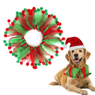 collar decorativo de bolas peludas de navidad para gatos/perros