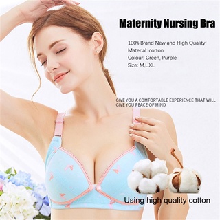 PLACIDO Soft Cotton Maternity Nursing Bra Comfortable Women Underwear Breastfeeding Pregnancy Wireless Seamless Adjusted-straps Mothers Mommy Front buckle Bralette/Multicolor (8)