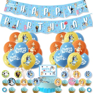 new Bingo Bluey Theme Birthday Party Decoration Set Banner Cake Topper Balloon Kids Baby Birthday Party Needs