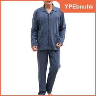 pijama de los hombres tamaño xl ropa de dormir loungewear top y pantalones largos pantalones 100% algodón botón abajo pijama conjunto para el hogar
