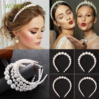 wow01 moda aro de pelo mujeres niña elegante gran perla diadema accesorios novia boda lujo joyería headwear