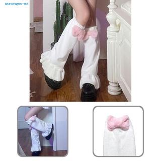 wunongnu suave niñas calentadores de piernas rosa arco volantes calcetines de pierna cómodo para uso diario