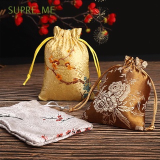 SUPRE_ME Candy Storage Bag Mini Jewelry Packaging Bag Pouch Tie Gift Party Wedding Embroidered Drawstring Satin/Multicolor