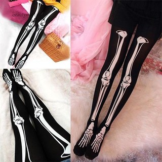 Calcetines De Tatuaje Sexy Negro Esqueleto Para Mujer Medias Leggings (1)