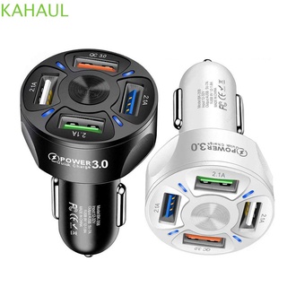 KAHAUL Práctico Cargador de coche Auto Carga rapida USB de 4 puertos Universal Nuevo Adaptador Teléfono inteligente QC 3.0 Pantalla LED