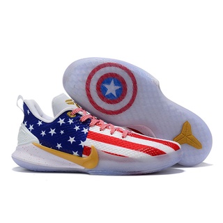 100% Original NIKE MAMBA FOCUS EP KOBE 12 Captain America Low Basketball shoes