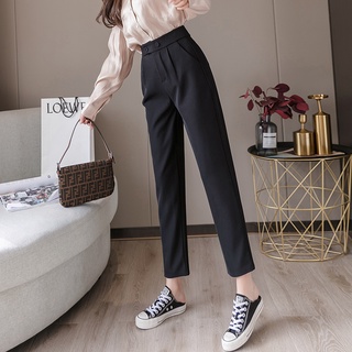 Pantalones de traje profesional rectos de cintura alta para mujer Pantalones cortos negros 2021 otoño nuevos pantalones