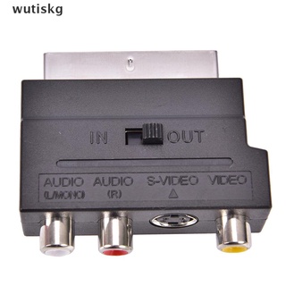 wutiskg scart adaptador av bloque a 3 rca phono compuesto s-video con interruptor de entrada/salida oro mx (5)