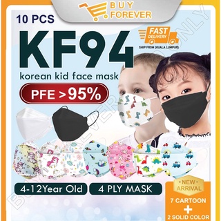 10 unids / pack KF94 cubrebocas para niños 3D boca de pez máscara facial desechable Earloop 4ply máscara (máscara no médica)