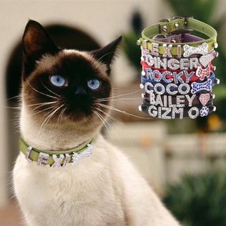 *ldy collar ajustable de cuero sintético para perro/gato/mascota con diamantes de imitación/collar de letras para mascotas