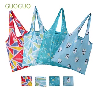 GUOGUO Eco Friendly bolsa de la compra reutilizable de gran capacidad plegable bolsas de poliéster multiestilos impreso plegable de comestibles bolsos