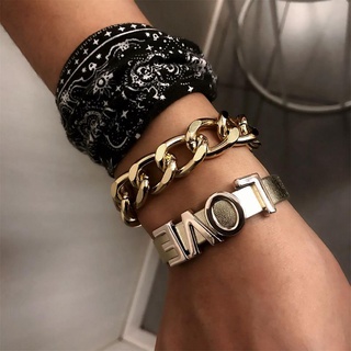 Southeast Asian Cross-border Jewelry, Personalized Hip-hop Punk Fashion Jewelry, Simple Letter Chain Combination Set, Bracelet Female Accessory Letter