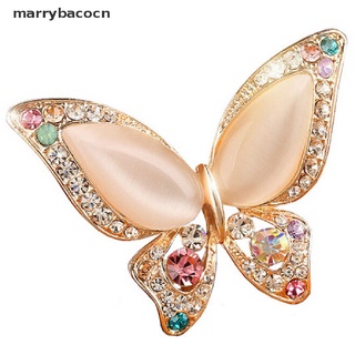 marrybacocn 1* broche de diamantes de imitación de ópalo para boda mariposa broche para mujer mejor regalo mx