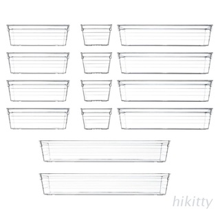 Hik 14 piezas organizador de cajones de escritorio bandejas de almacenamiento cosmético caja de almacenamiento de 4 tamaños diferentes de gran capacidad contenedores de plástico organizadores de cocina