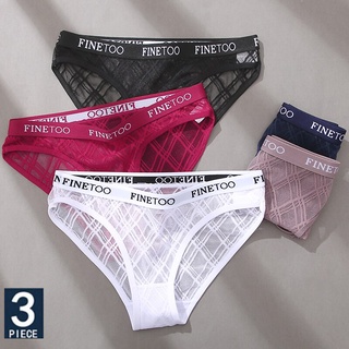 3PCS/Set Mesh Women Sexy Panties Lingerie M-XXL Breathable Underwear Pantys Low Waist Girl Briefs Letter Woman Underpant