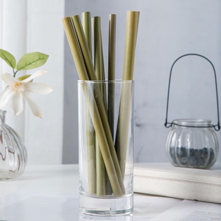 12 pajitas de bambú respetuosas con el medio ambiente para el hogar/utensilios para beber