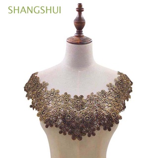 shangshui ropa applique diy escote tela de encaje boda artesanía multicolor bordado tela floral encaje collar/multicolor