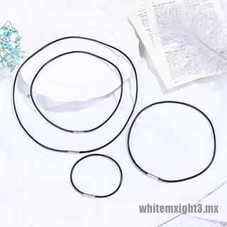 Blanco/3 mm negro cordón de cuero de cera cuerda de encaje cadena con hebilla rotativa de acero inoxidable (8)