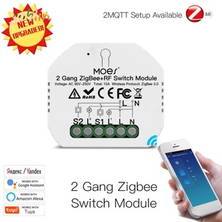 goblin tuya zigbee 3.0 smart light switch módulo de relé 2 gang zigbee+rf switch módulo de trabajo remoto con alexa google home goblin