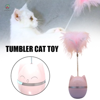 Pet Cat Tumbler Ball Toys with Feather Durable Cartoon Cute Mice Kitten Interaction Ball Toys