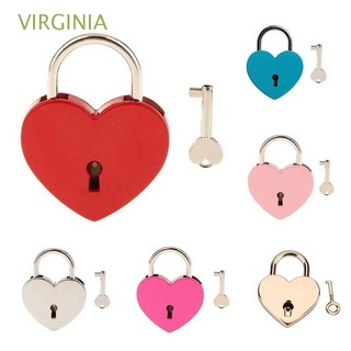 VIRGINIA Cute Padlock Suitcase Love Heart Lock Locks with Key Travel Gift Heart Shape Jewelry Box Diary Book Hardware/Multicolor