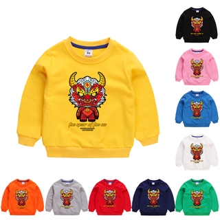 cny ox año 10 colores niños manga larga algodón de dibujos animados suéter niños top 90-130cm