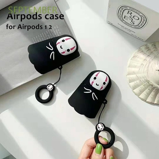 SEPTEMBER High Quality Earphone Cases PVC Silicone for AirPods 1/2 Faceless Earphone Cases Anime Kawaii Keychain Bluetooth Wireless Earphone Cartoon Earphon Protect cover No Face Man/Multicolor