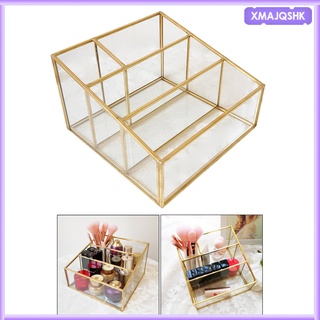 [xmajqshk] Cosmetics Display Box, Jewelry Case Holder Clear Glass Tiered Organizer, Makeup Tools Storage Container Holder