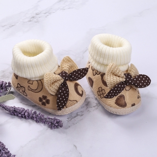 BღBღBaby´s Walking Shoes Toddler´s Plush Antiskid Boots for Kids Lace Up Bow