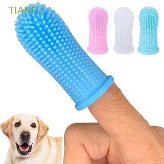 tianfu 1 pieza accesorios para perros super suaves cepillo de dientes para mascotas cepillo de dientes de silicona 3 colores suministros de limpieza mal aliento sarro herramienta de cuidado de los dientes