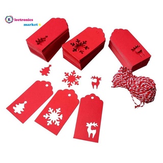 210pcs etiquetas de papel de navidad para regalos rojo reno, árbol de navidad muñeco de nieve regalos de navidad etiquetas con cuerda de algodón de 30 m