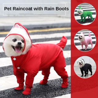 Botas de lluvia impermeables para mascotas con todo incluido para gatos y perros Ropa de verano para mascotas impermeable de una pieza de cuatro patas