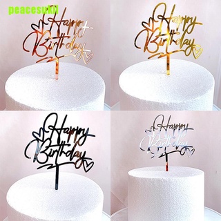 [peacesukil] 1 pieza de decoración de tartas de feliz cumpleaños acrílico para fiesta de cumpleaños, decoración de postres (1)