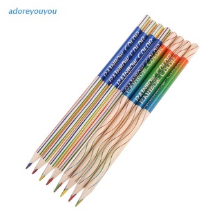 Ador 1 pza lápiz arcoíris De madera De colores arcoíris Para niños/escuela/dibujo/Pintura