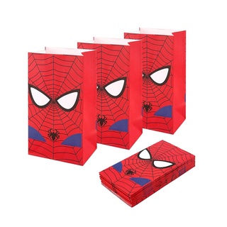 12pcs Spiderman Bolsa De Regalo Caramelo Botín Dibujos Animados Fiesta Temática Festival Evento Decoración De Cumpleaños Suministros