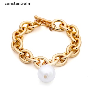 [Cons] Boho Pearl Pendant Bracelet Bangle Punk Thick Chain Women Charm Jewelry Gifts MX131-3