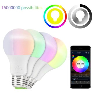 bombilla led e27 rgb inteligente wifi regulable/lámpara multicolor con despertador compatible con alexa/google ass