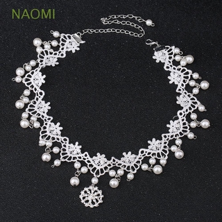 naomi moda collar vintage encaje gargantilla flor colgante elegante gótico collar corto imitación perla/multicolor