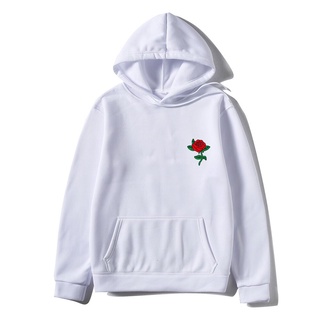 Rose Flower Print Hoodies Tops Pullover Harajuku Hoodie Sweatshirt Men Fashion Streetwear Mens Hoody Hooded Sweatshirt Clothes