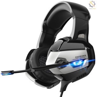 Onikuma K5 auriculares montados en la cabeza E-sports Gaming auriculares con micrófono ajustable 50 mm unidad de controlador envolvente estéreo negro y gris
