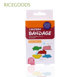 ricegoods 30 unids/pack bandaids dibujos animados kits vendaje lindo animal impermeable emergencia adhesivo herida médica