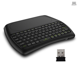 V D08 GHz teclado inalámbrico Touchpad ratón de mano mando a distancia con colorido LED retroiluminación para Android TV Box Smart TV PC portátil portátil negro