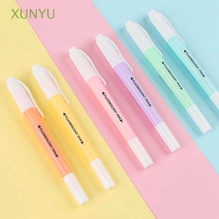 XUNYU 6Pcs/Set Double Head Gift Markers Pen Fluorescent Pen Candy Color Office Supplies School Supplies Stationery Student Supplies Kids Highlighter Pen