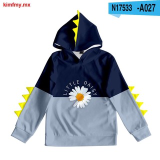 2021 Men s and Women s Children s Dinosaur Sweatshirt Little Daisy Digital Color Printing Plus Velvet Hooded Sweatshirt (8)