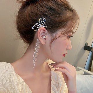 flashing diamond mariposa borla oreja clip pendientes pendientes accesorios para mujeres