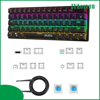 teclado mecánico compacto rgb 61 teclas, 61 teclas 5.0 gaming teclado verde interruptores y 16,8 millones de iluminación rgb para pc,
