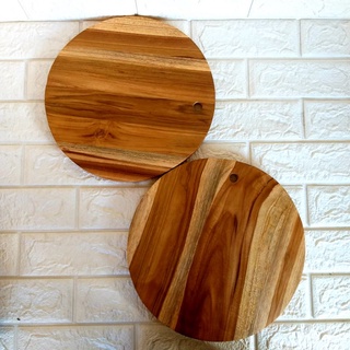 Tabla de cortar de madera de teca redonda diámetro 30 cm