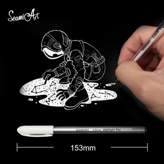 Seamiart_1 pza lápiz De 0.8mm De 0.8mm resaltador blanco adecuado Para línea De Gancho/Ckeço/Anime/negro (2)
