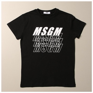 msgm kids logo negro impreso camiseta de manga corta para niñas y niños.